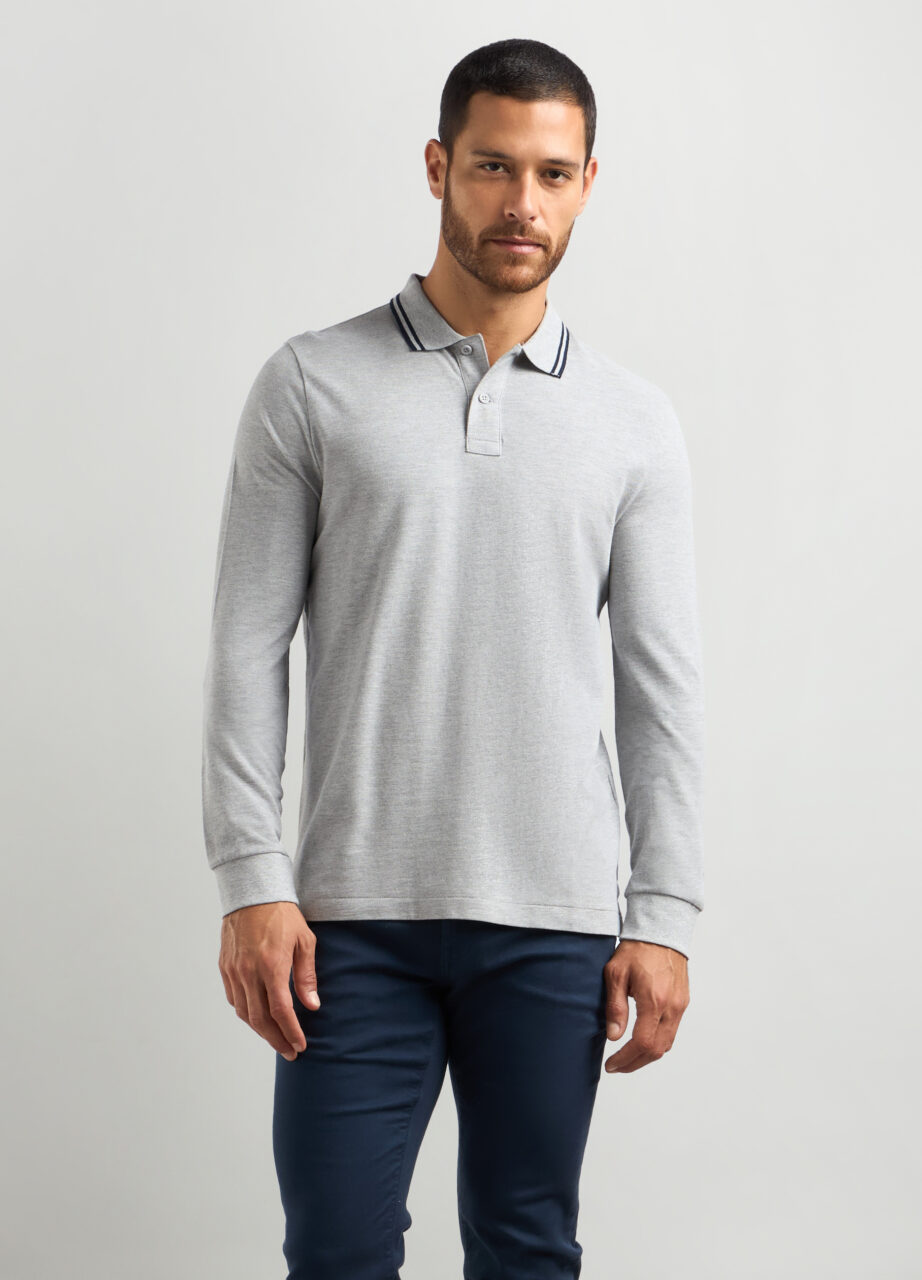 Muška polo majica s dugim rukavima od pamuka Piquet