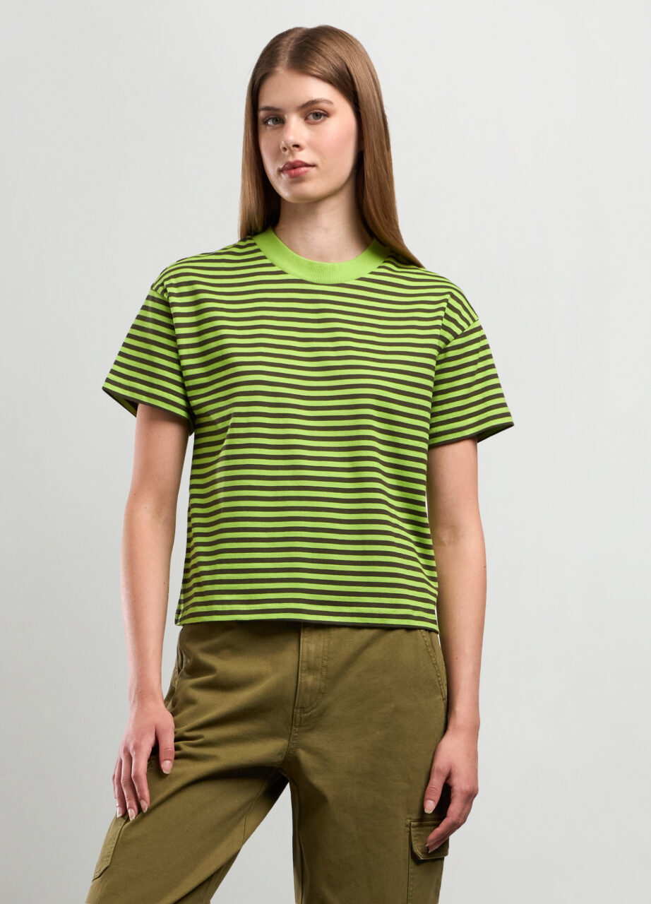 Majica s prugastim motivom od jerseyja od čistog pamuka