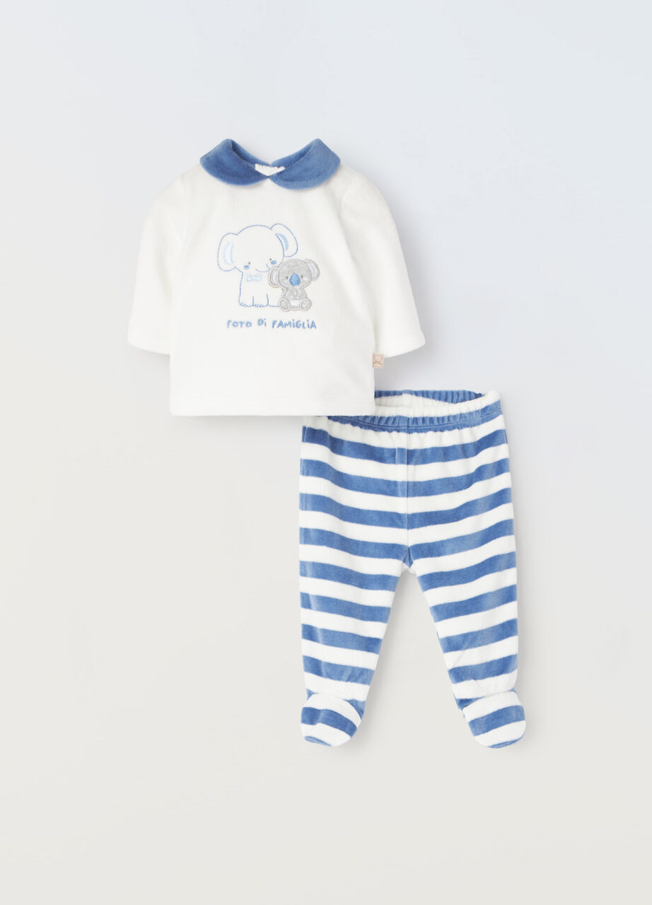 Set od prugastog velura za novorođenčad