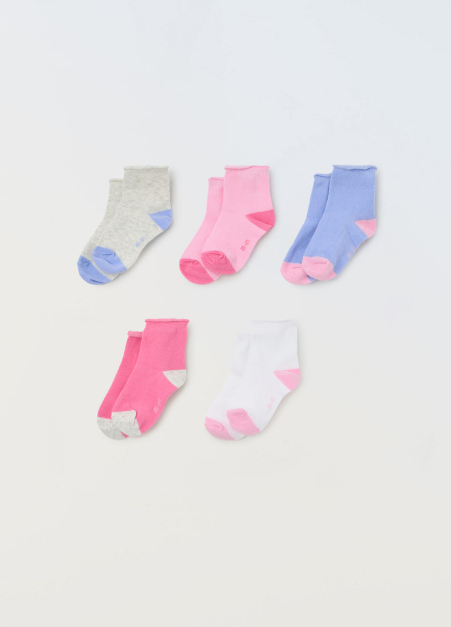 Paket od 5 kratkih čarapa od rastezljivog pamuka za djevojčice