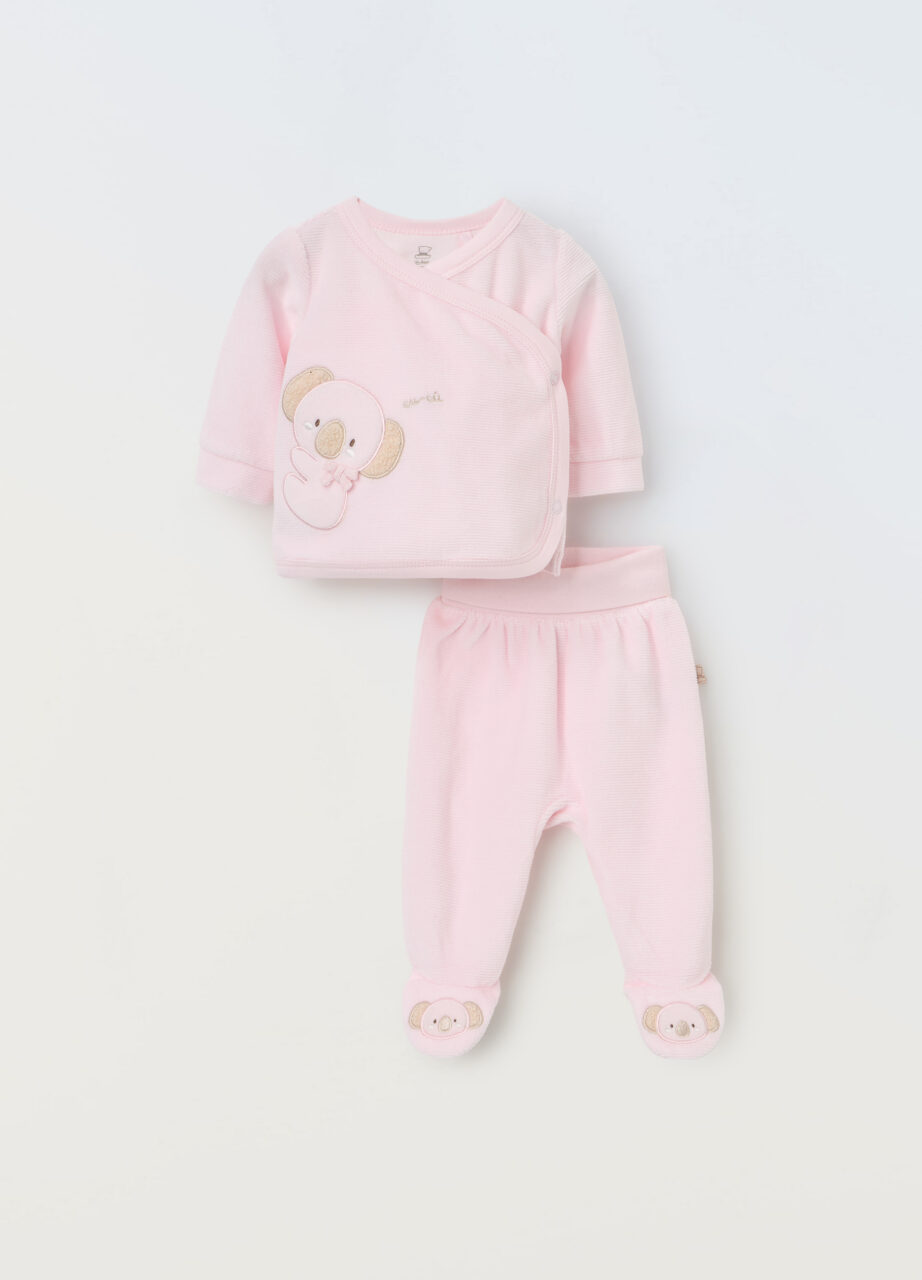 Set od velura s vezom za novorođenčad