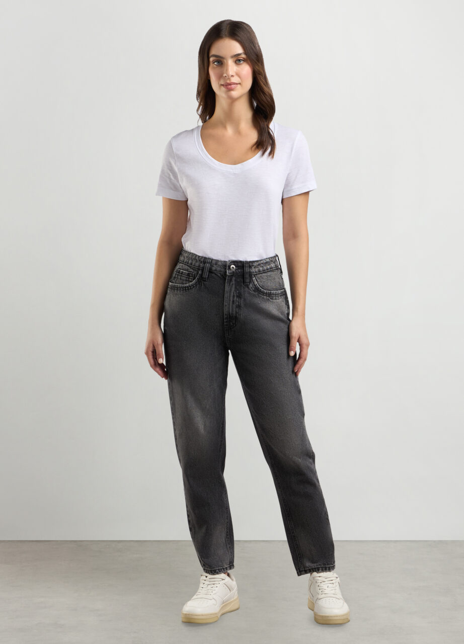 Hlače od čistog pamuka u fit kroju za žene