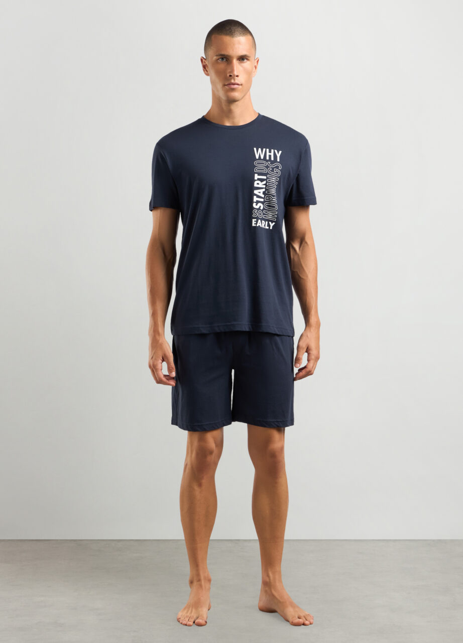 Muški kratki komplet pidžame od čiste pamučne tkanine