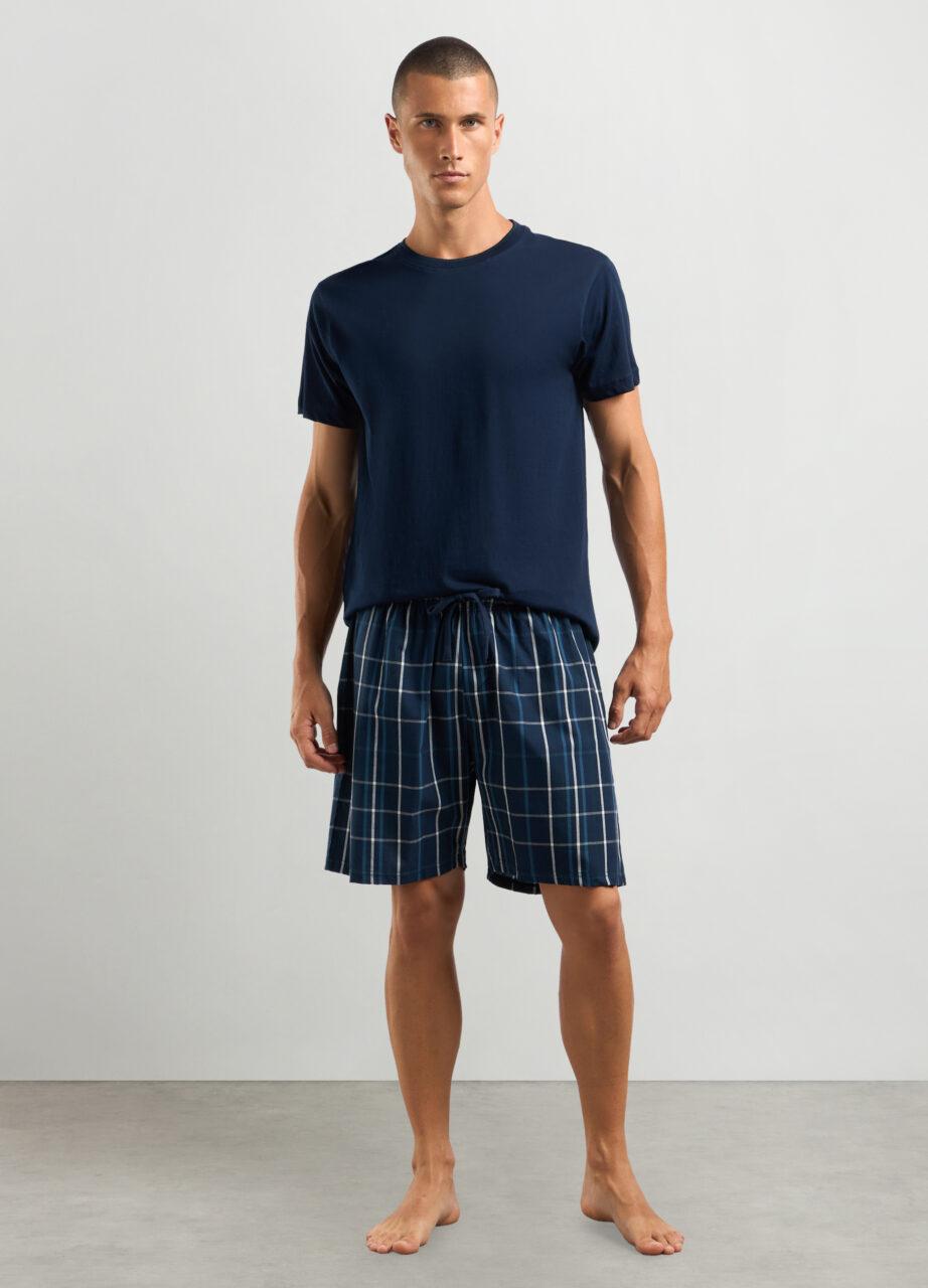 Kratki set pidžame od čistog pamuka za muškarce