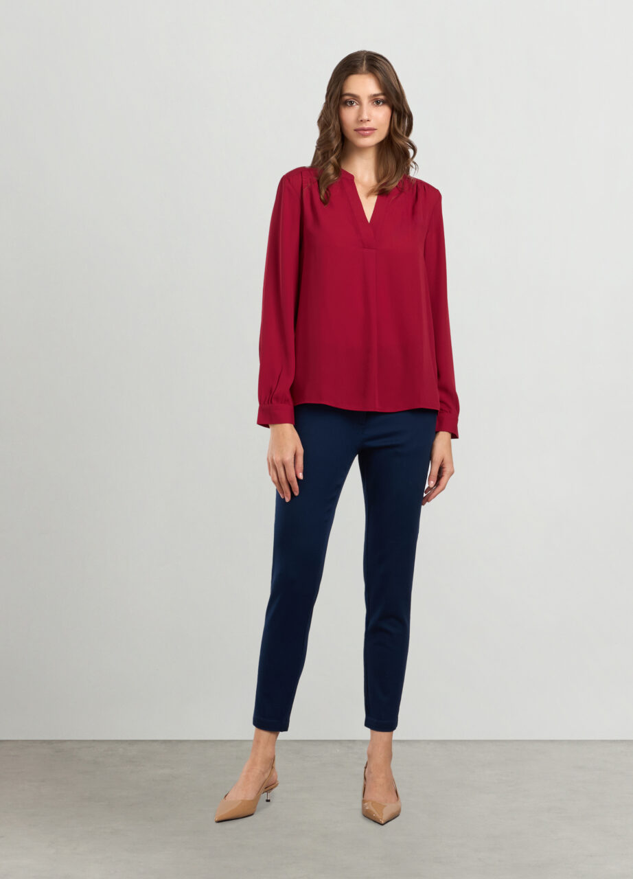 Hlače od mješavine rastezljivog pamuka za žene