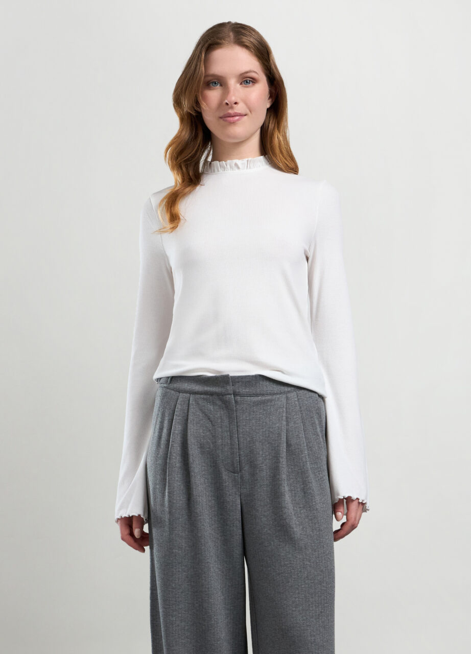 Majica od rastezljivog rebrastog viskoznog materijala za žene