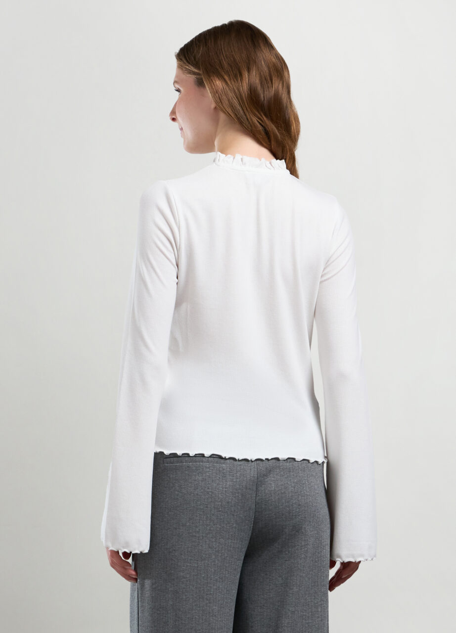 Alternative view of Majica od rastezljivog rebrastog viskoznog materijala za žene