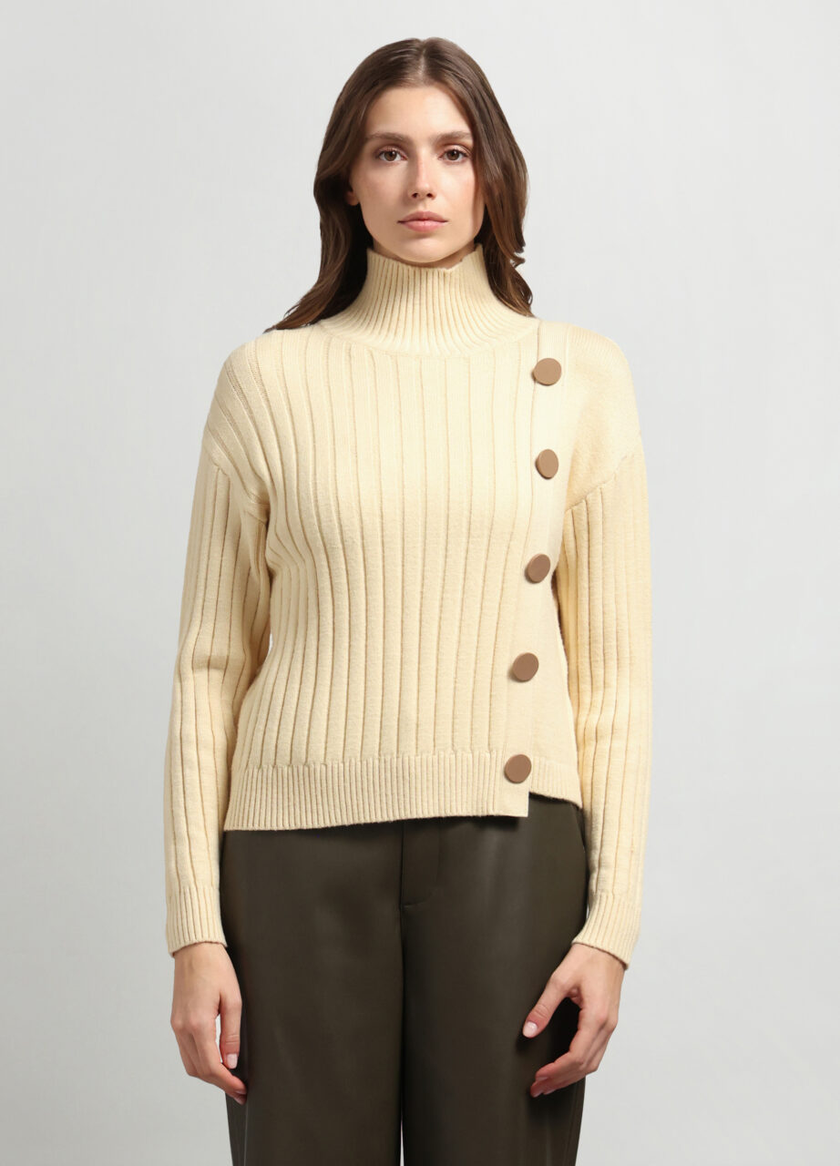 Džemper od mješavine viskoze s visokim ovratnikom za žene