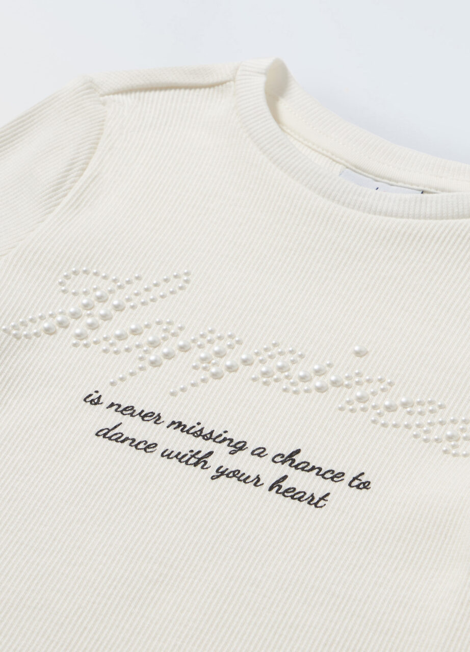 Alternative view of Majica od rebrastog rastezljivog pamuka s dugim rukavima za djevojčice