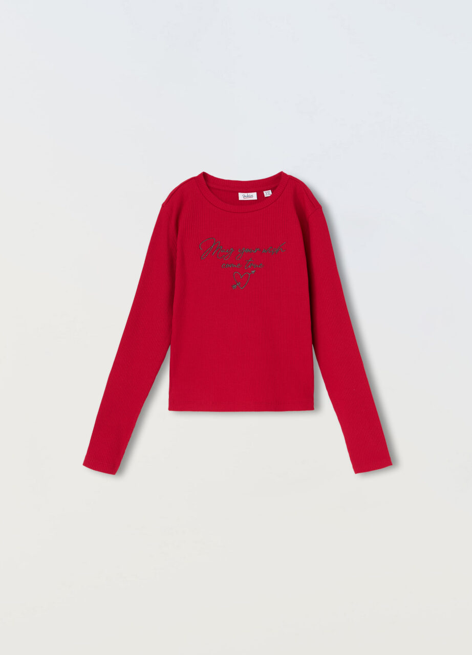 Majica od ribane tkanine s elastinom za djevojčice