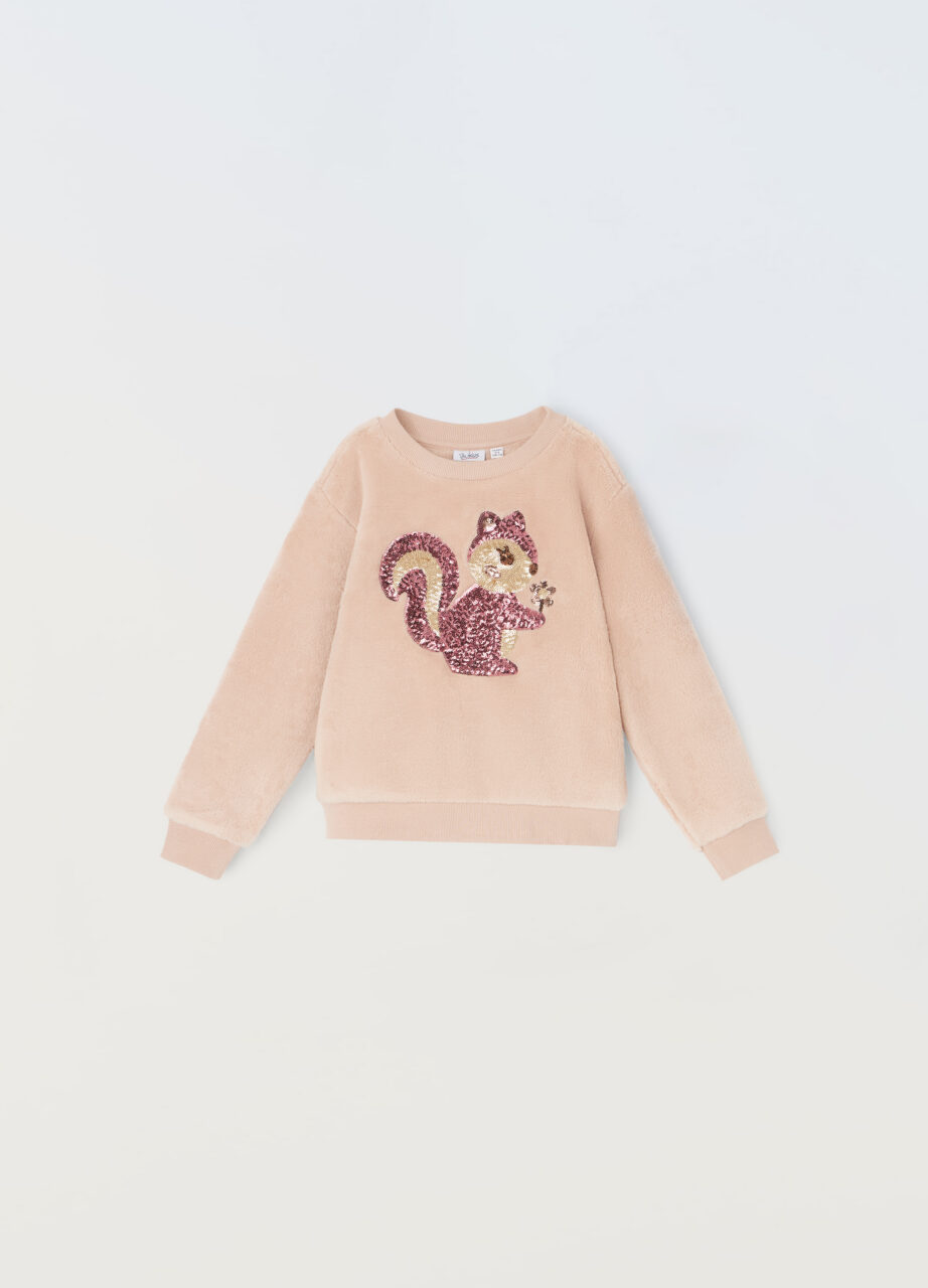Majica dugih rukava od flisa s paillettes za djevojčice