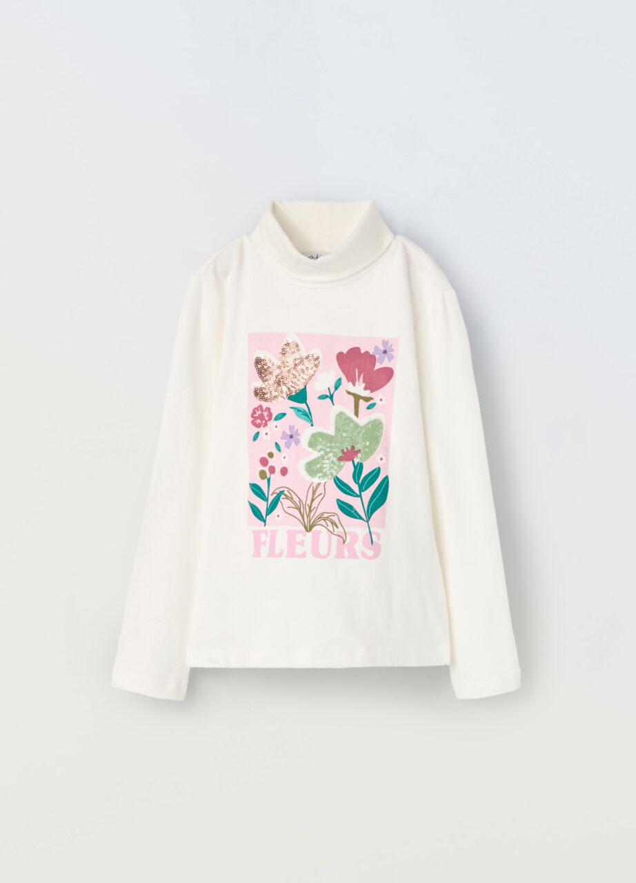 Majica dugih rukava i visokim ovratnikom za djevojčice