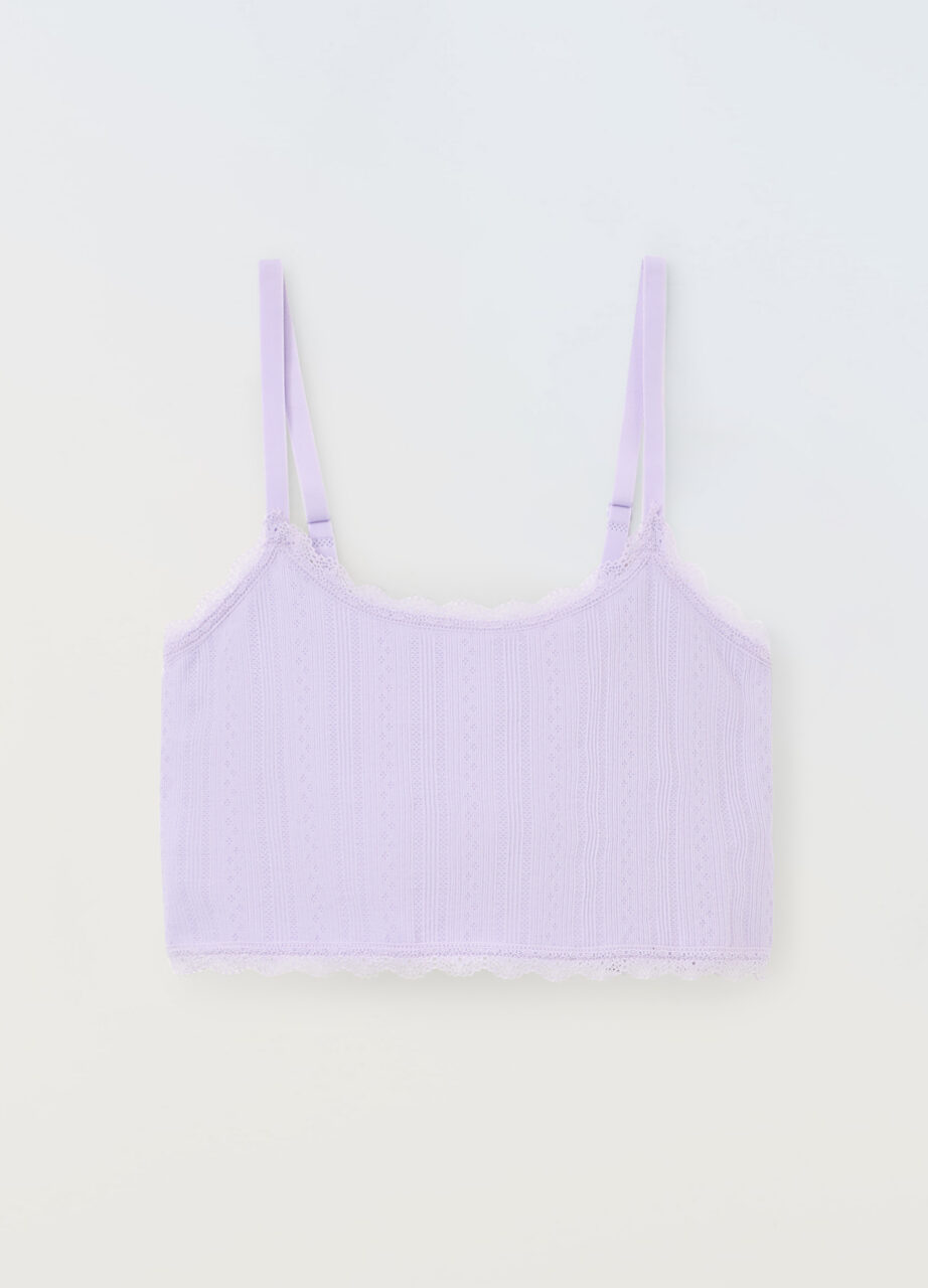 Top od točkaste tkanine s čipkom za djevojčice