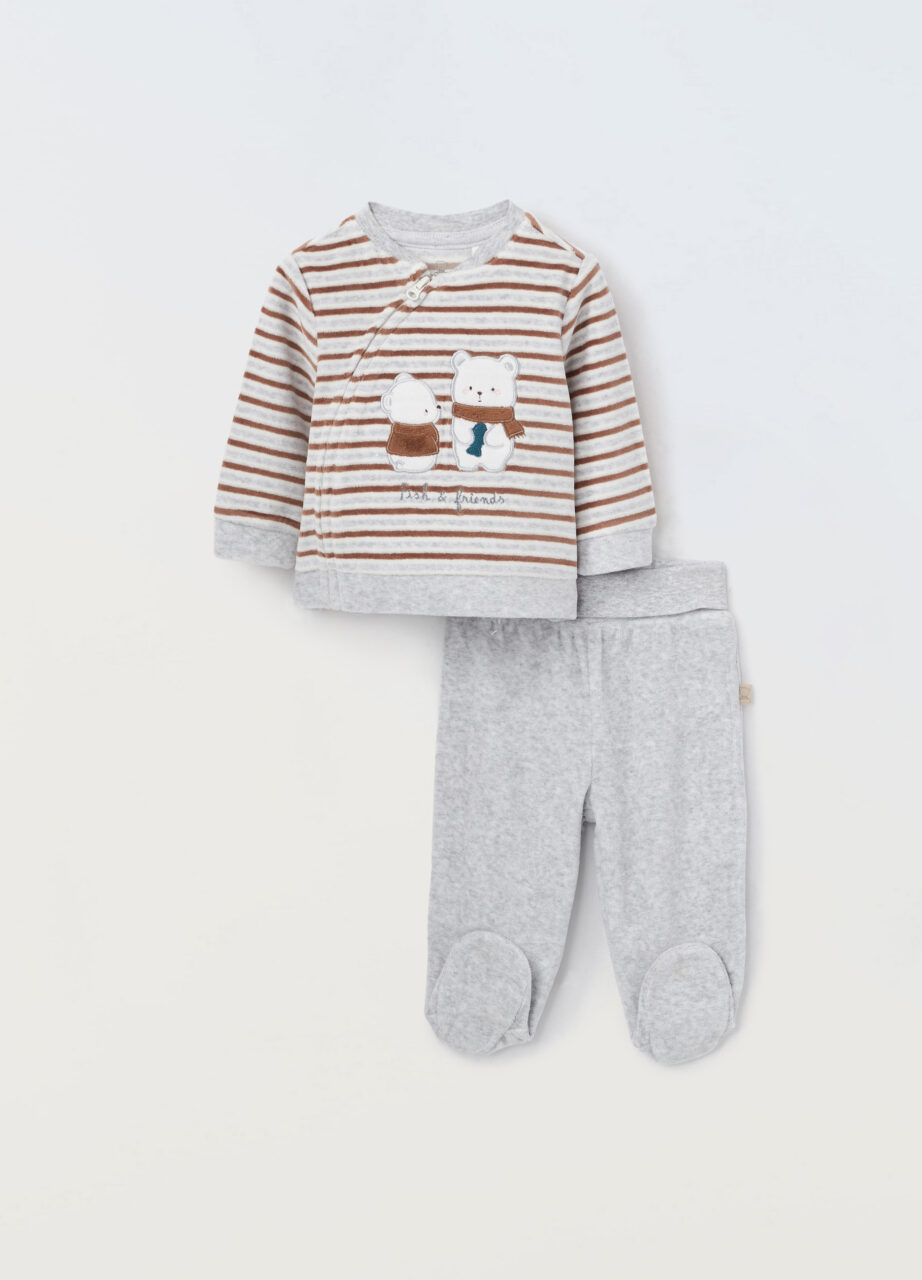 Komplet od velura od mješavine pamuka za novorođenče