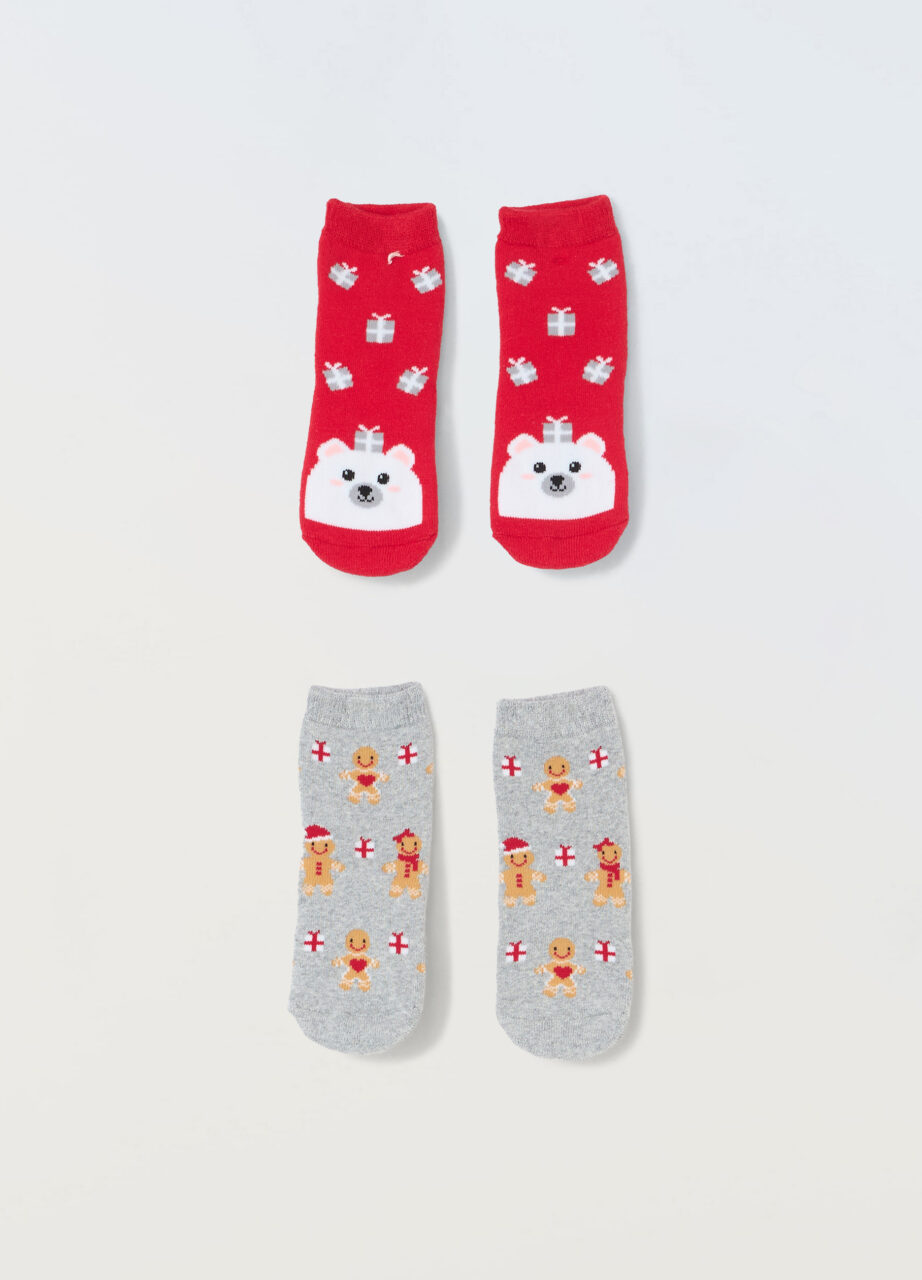 Pakovanje 2 antiskid čarapa od flisa za novorođenčad