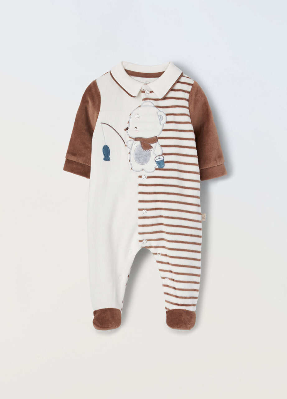 Duge hlače od velura od pamuka za novorođenče