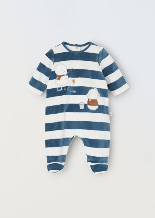 Odijelo od velura s prugama za novorođenče