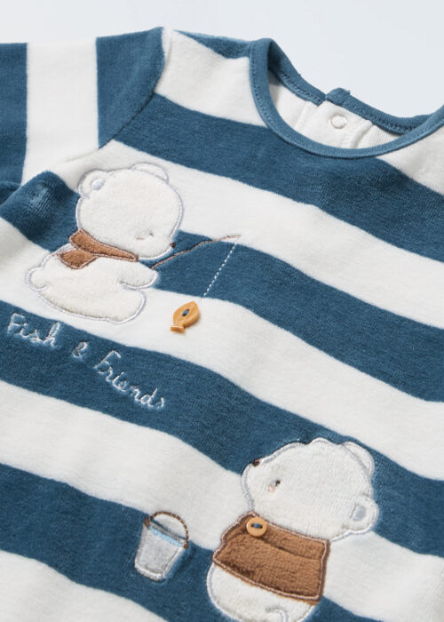 Alternative view of Odijelo od velura s prugama za novorođenče