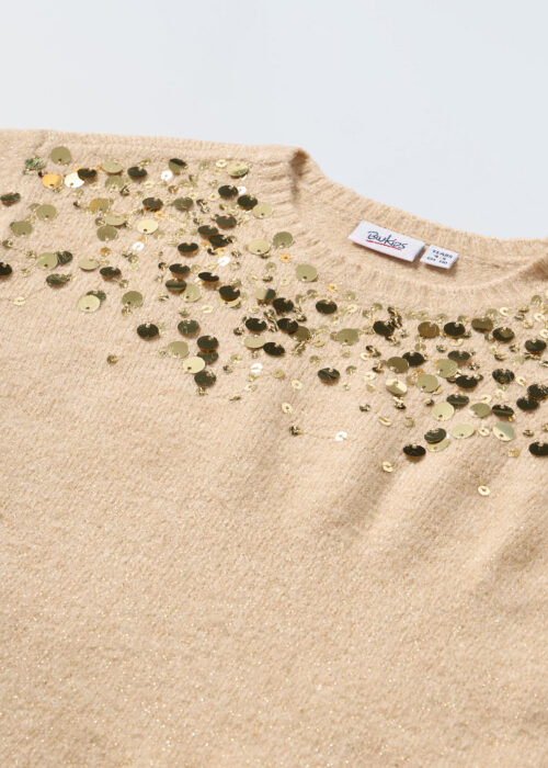 Alternative view of Džemper sa širokim ovratnikom sa šljokicama za djevojčice