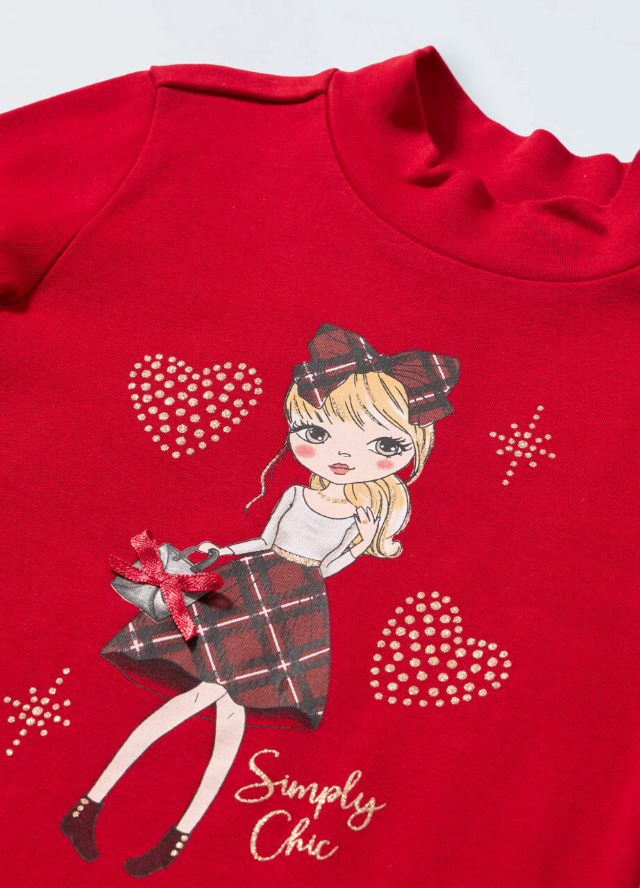 Alternative view of Majica od interlock pamuka sa gliter printom za djevojčice