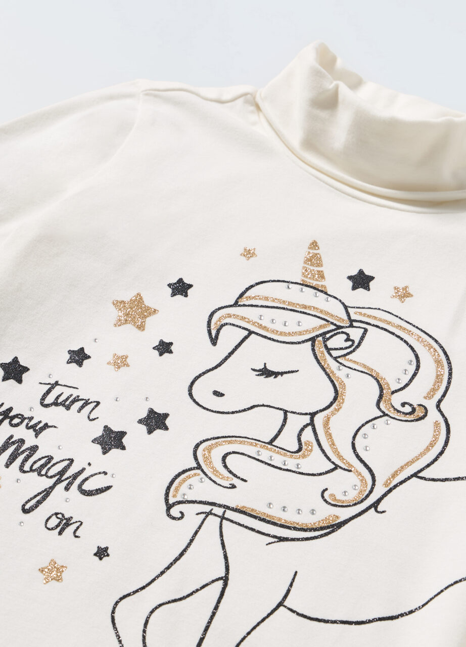 Alternative view of Rolka od rastezljivog pamuka sa gliter štampom za djevojčice