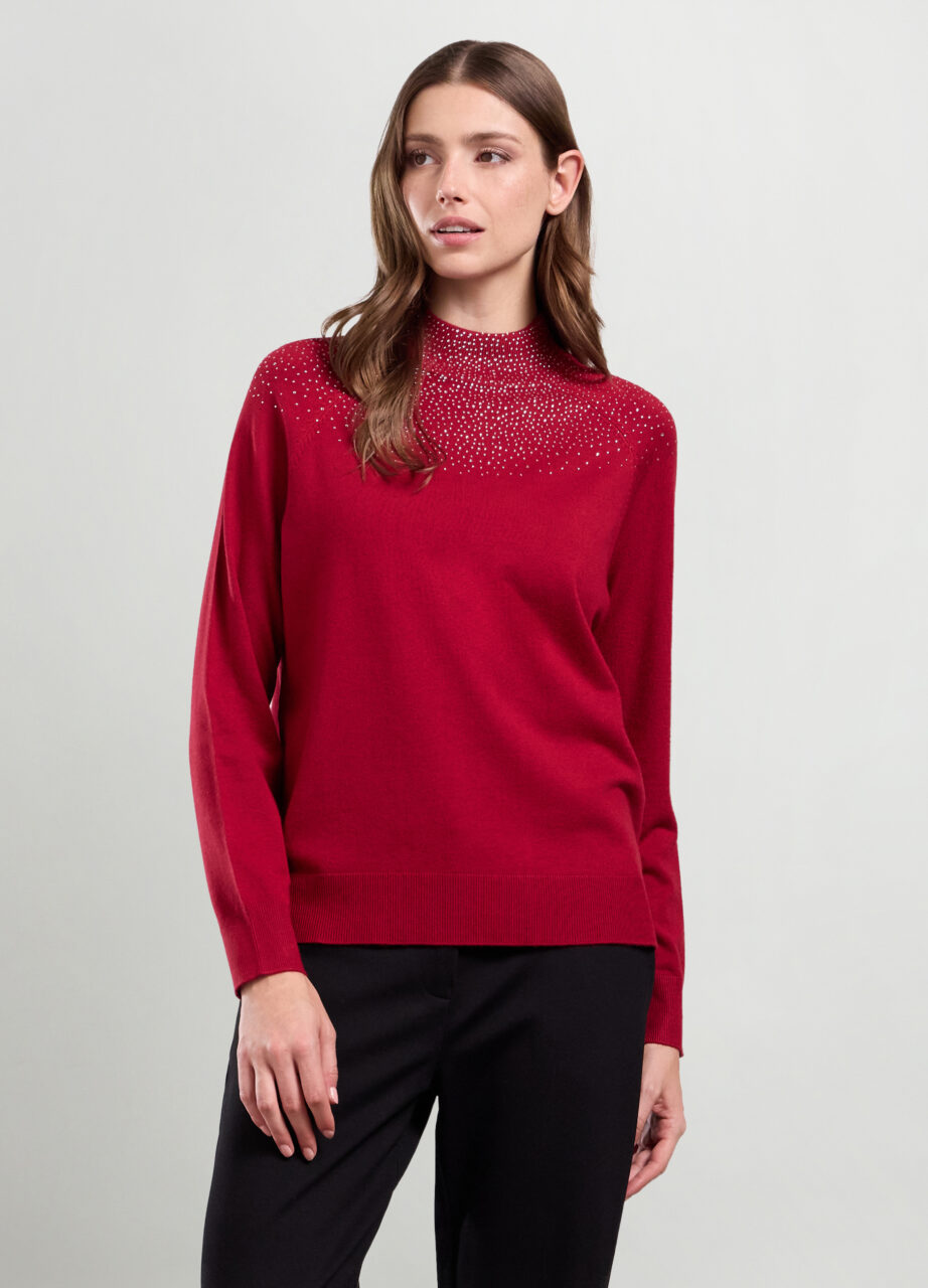 Ženski džemper od mješavine viskoze sa štrasom