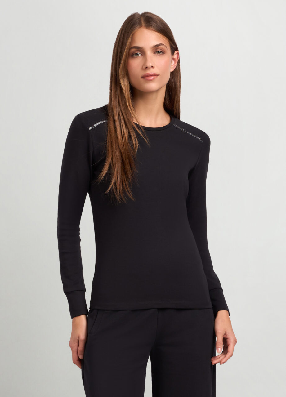 Ženska rastezljiva pamučna majica dugih rukava