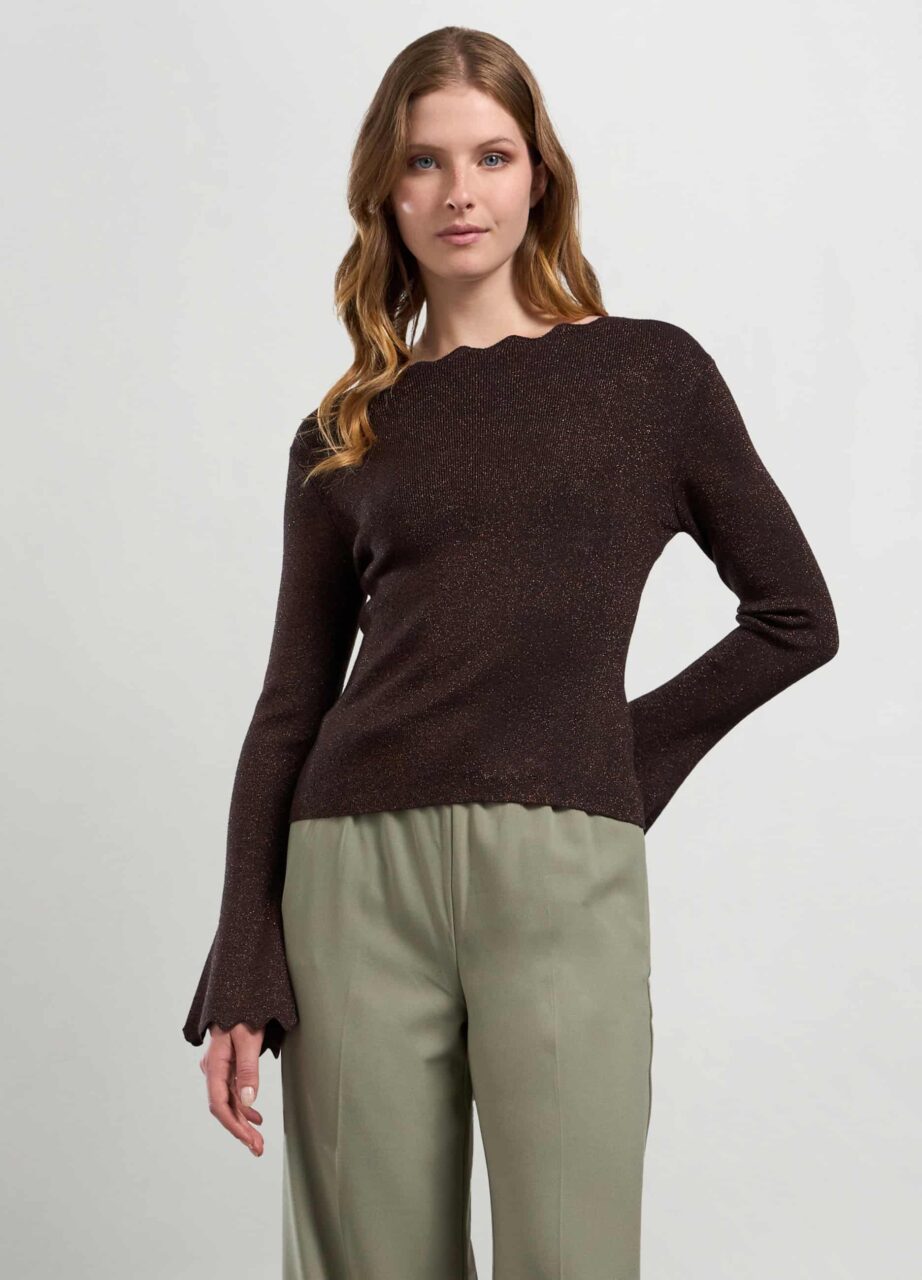 Džemper od mješavine viskoze sa lurex pređom za žene