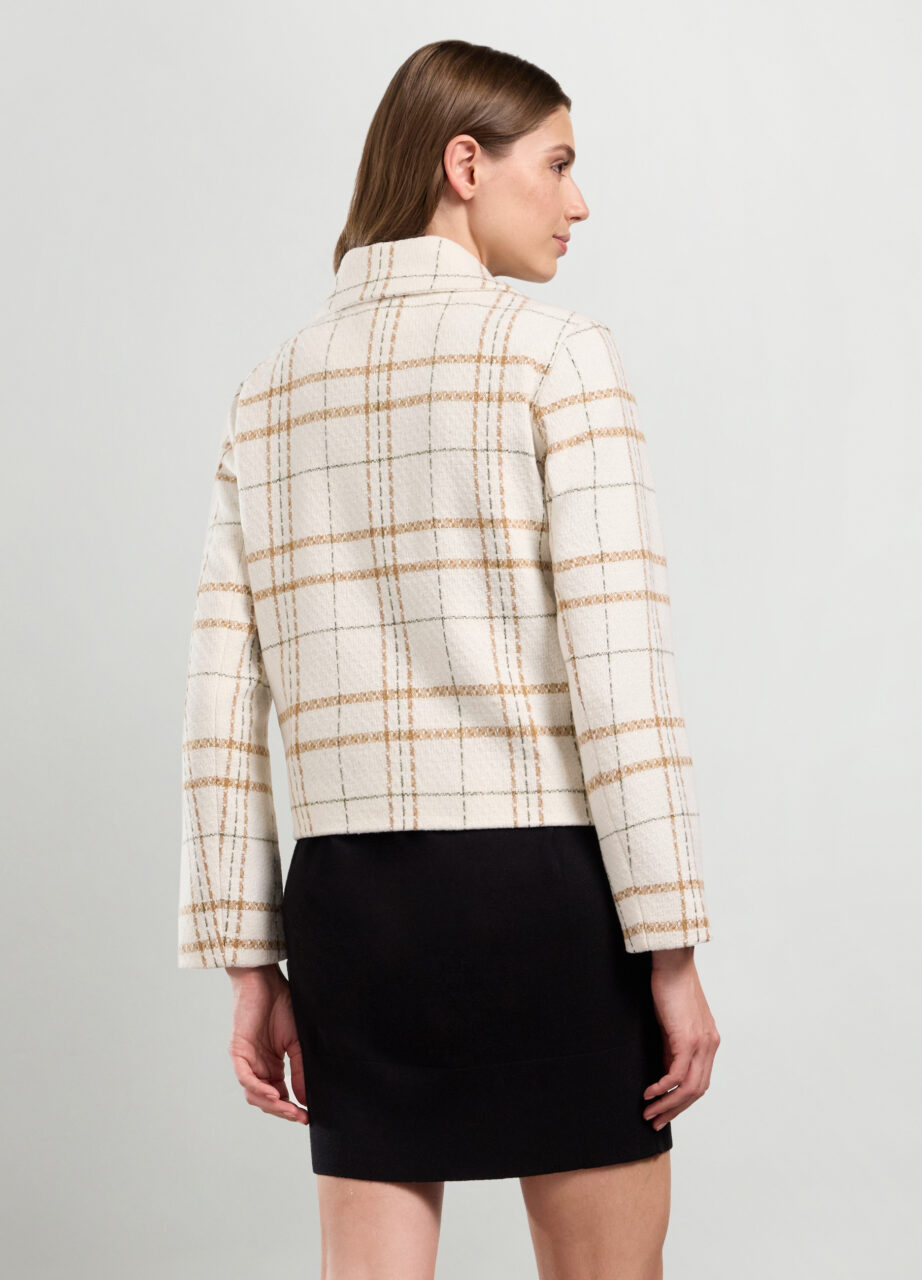 Alternative view of Jakna od bouclé materijala u kariranom uzorku za žene