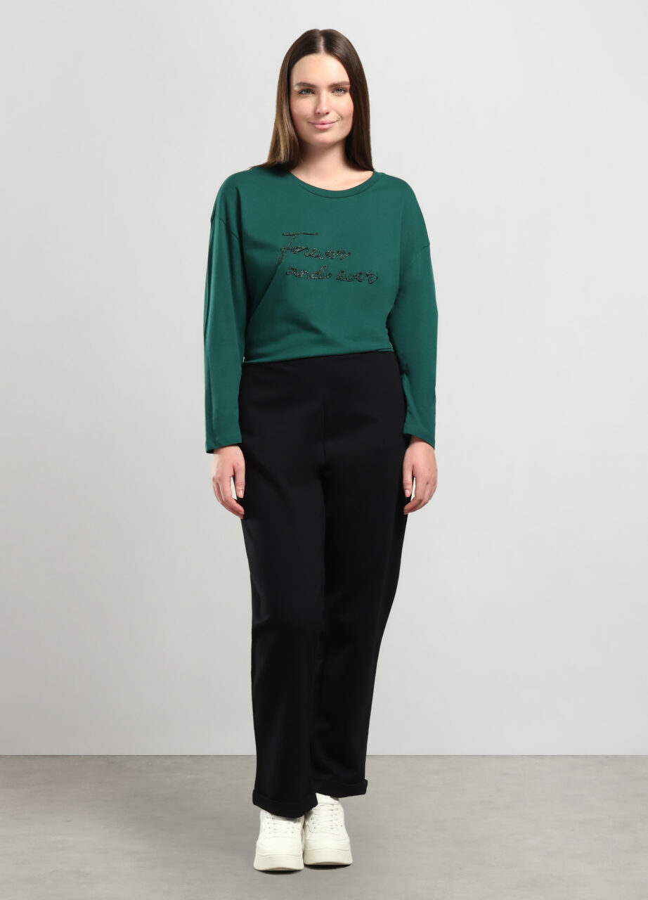 Hlače od mješavine viskoze za žene u curvy kroju