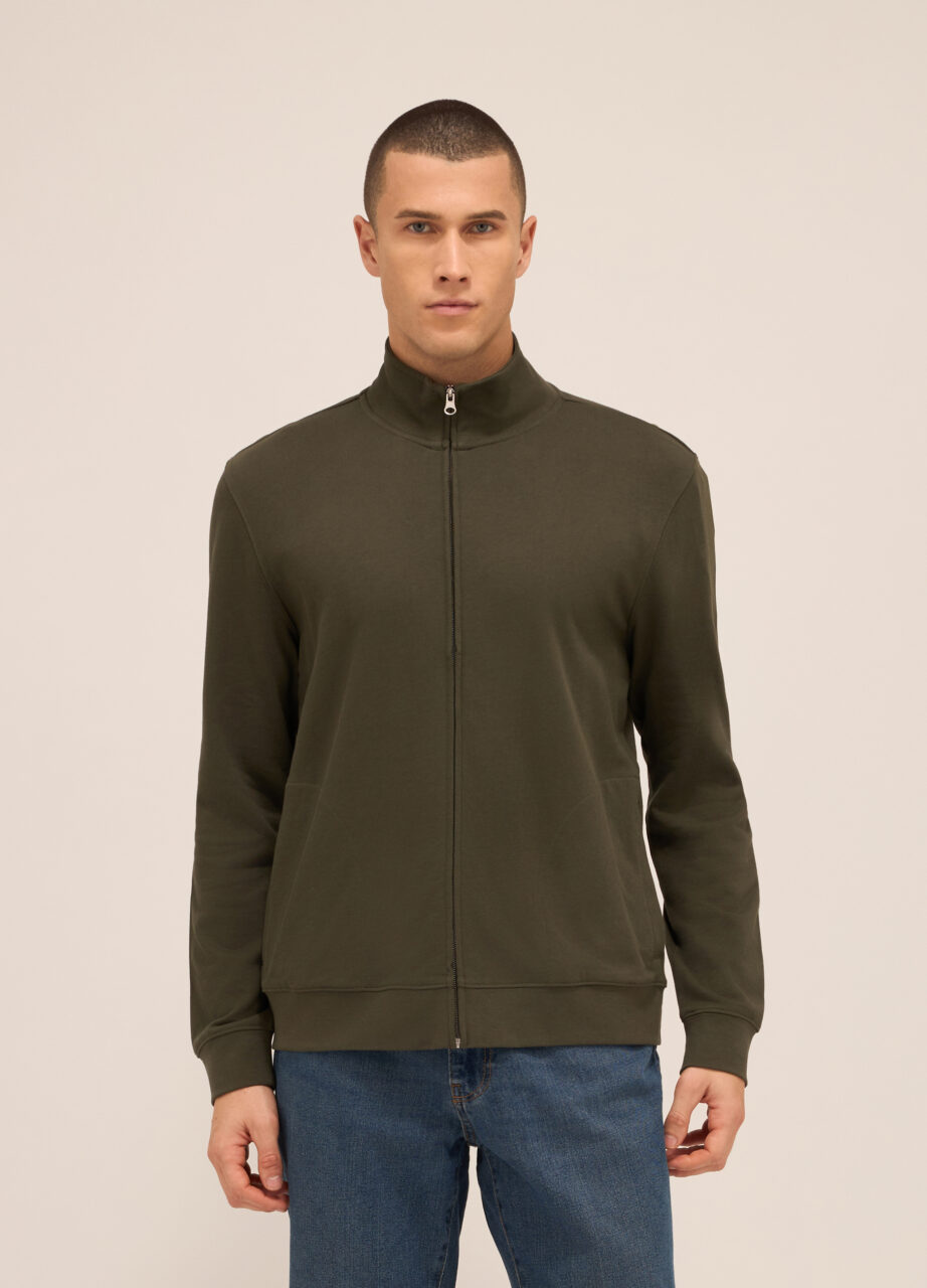 Dukserica s rajferšlusom od čistog pamuka za muškarce