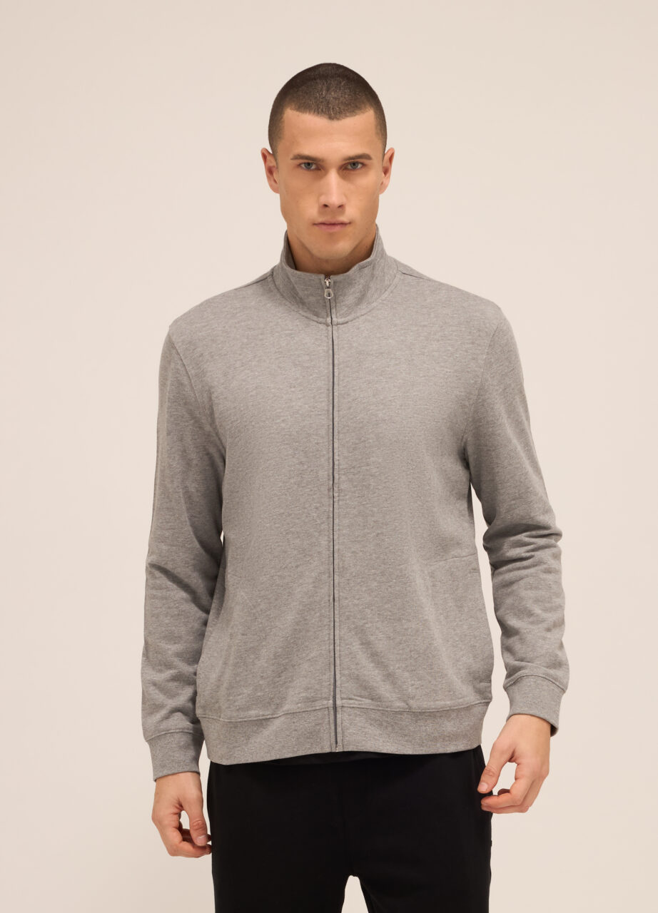 Dukserica s rajferšlusom od čistog pamuka za muškarce