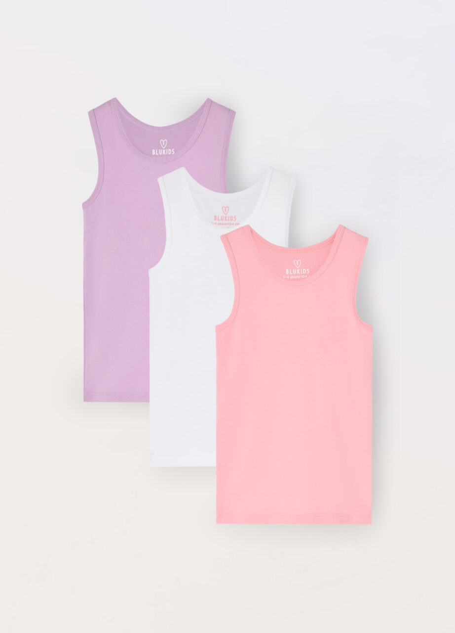 Pakovanje od 3 potkošulje sa širokim naramenicama od čistog pamuka za djevojčicu