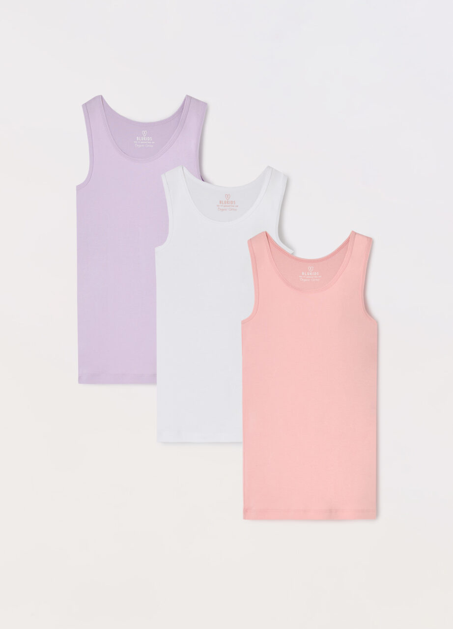 Pakovanje od 3 potkošulje sa širokim naramenicama od čistog pamuka za djevojčicu