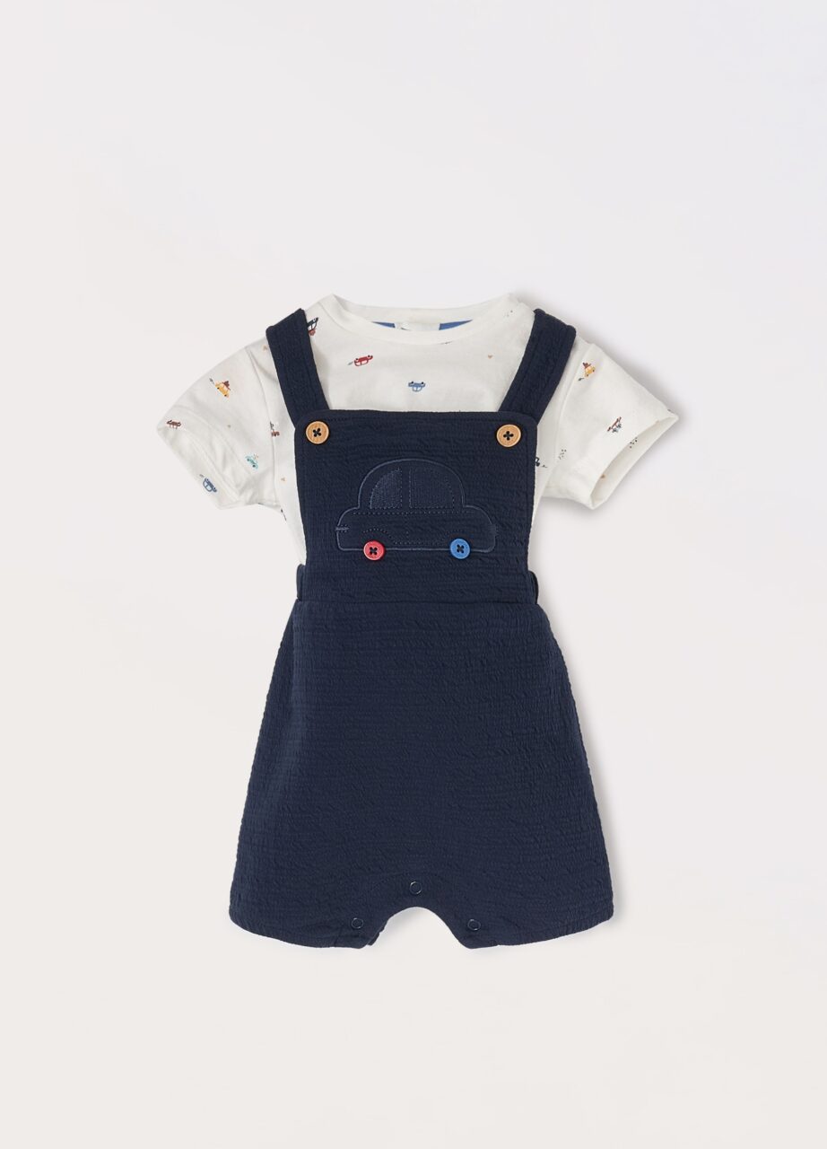 Komplet od čistog pamuka kombinezon + majica za novorođenče