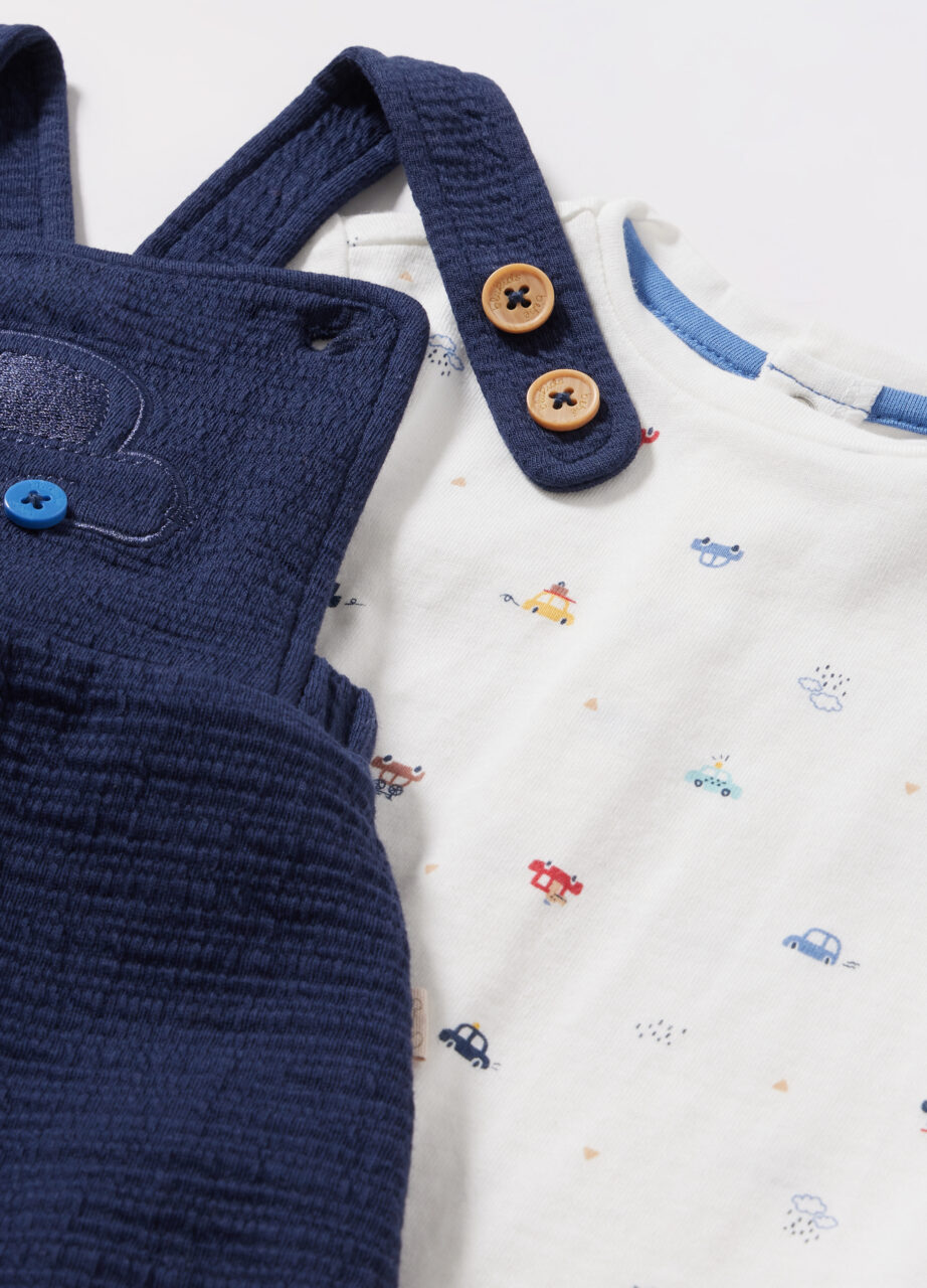 Alternative view of Komplet od čistog pamuka kombinezon + majica za novorođenče