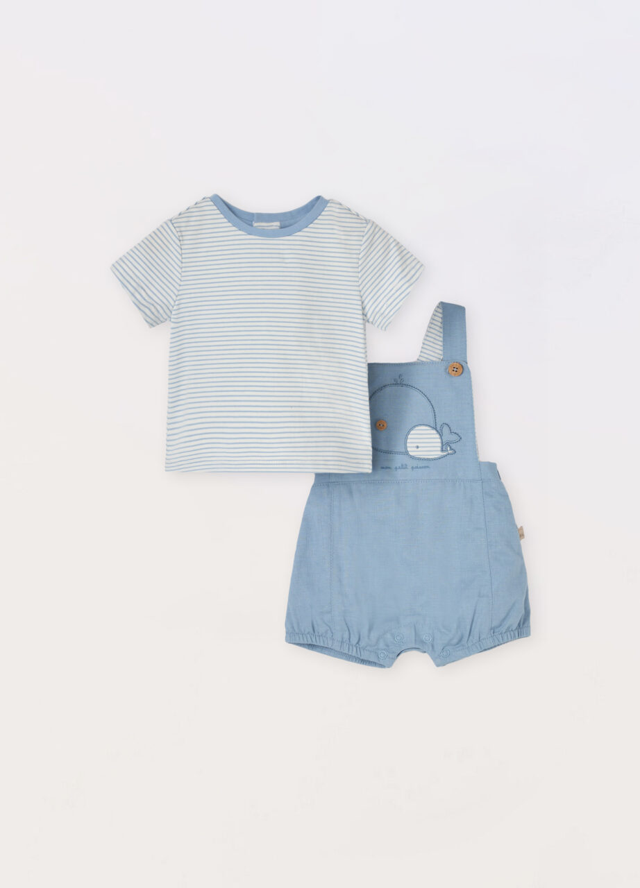 Set majica + kombinezon od mješavine lana za novorođenče