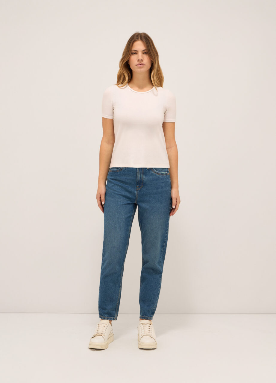 Pantalone mom fit kroja u čistom pamuku za žene