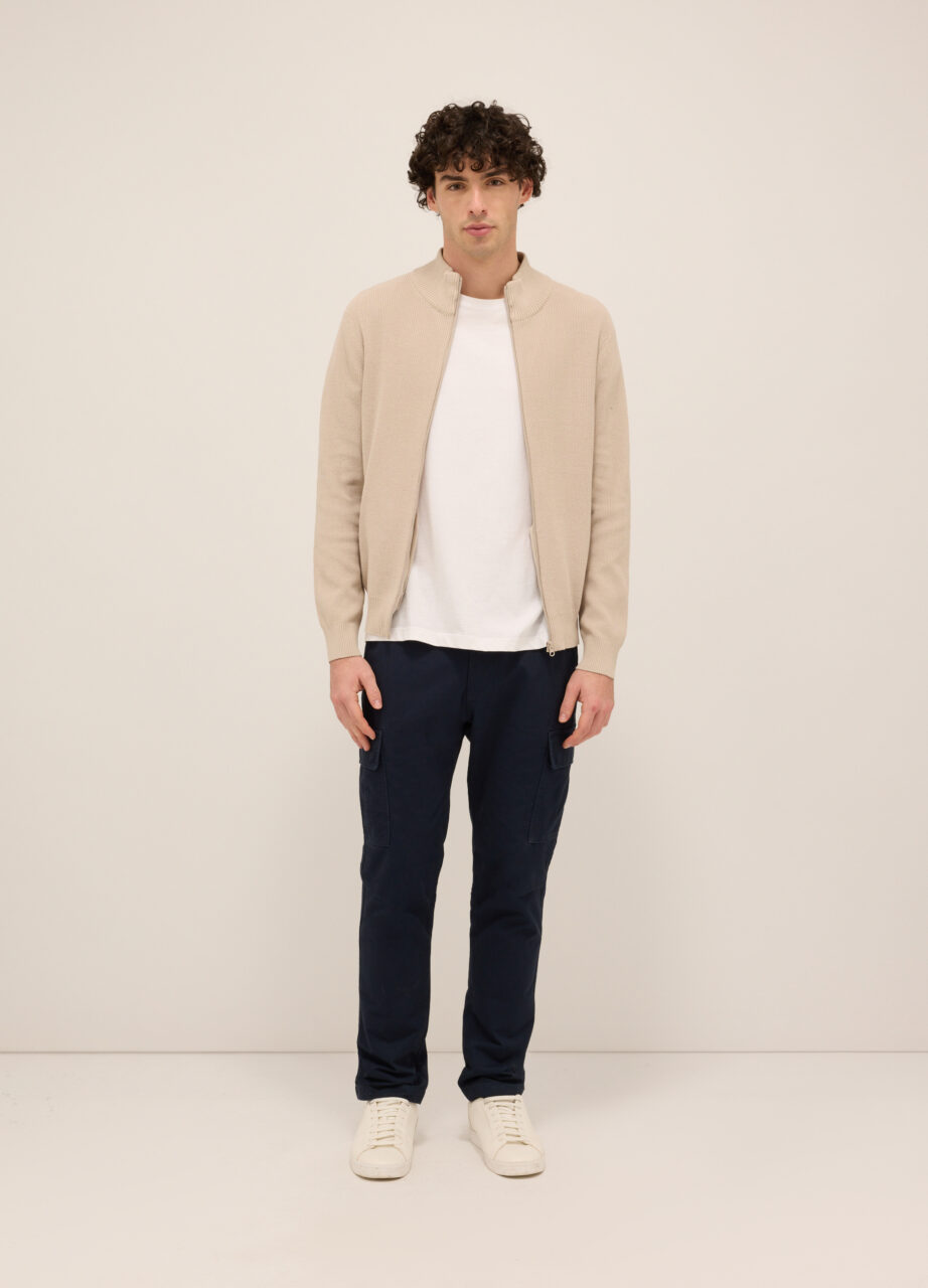 Kardigan sa visokom kragnom i zipom od čistog pamuka za muškarce