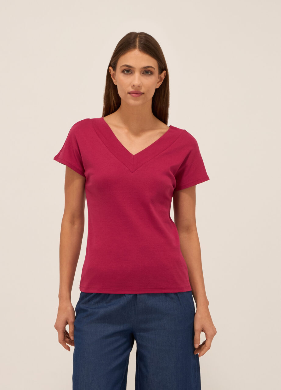 Ženska majica od čistog pamuka s V-izrezom