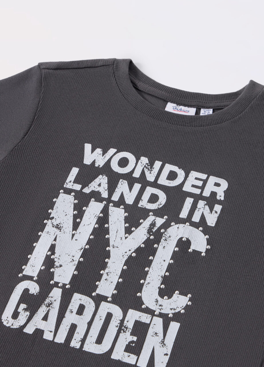 Alternative view of Majica od rebraste pamučne tkanine sa elastinom za djevojčicu