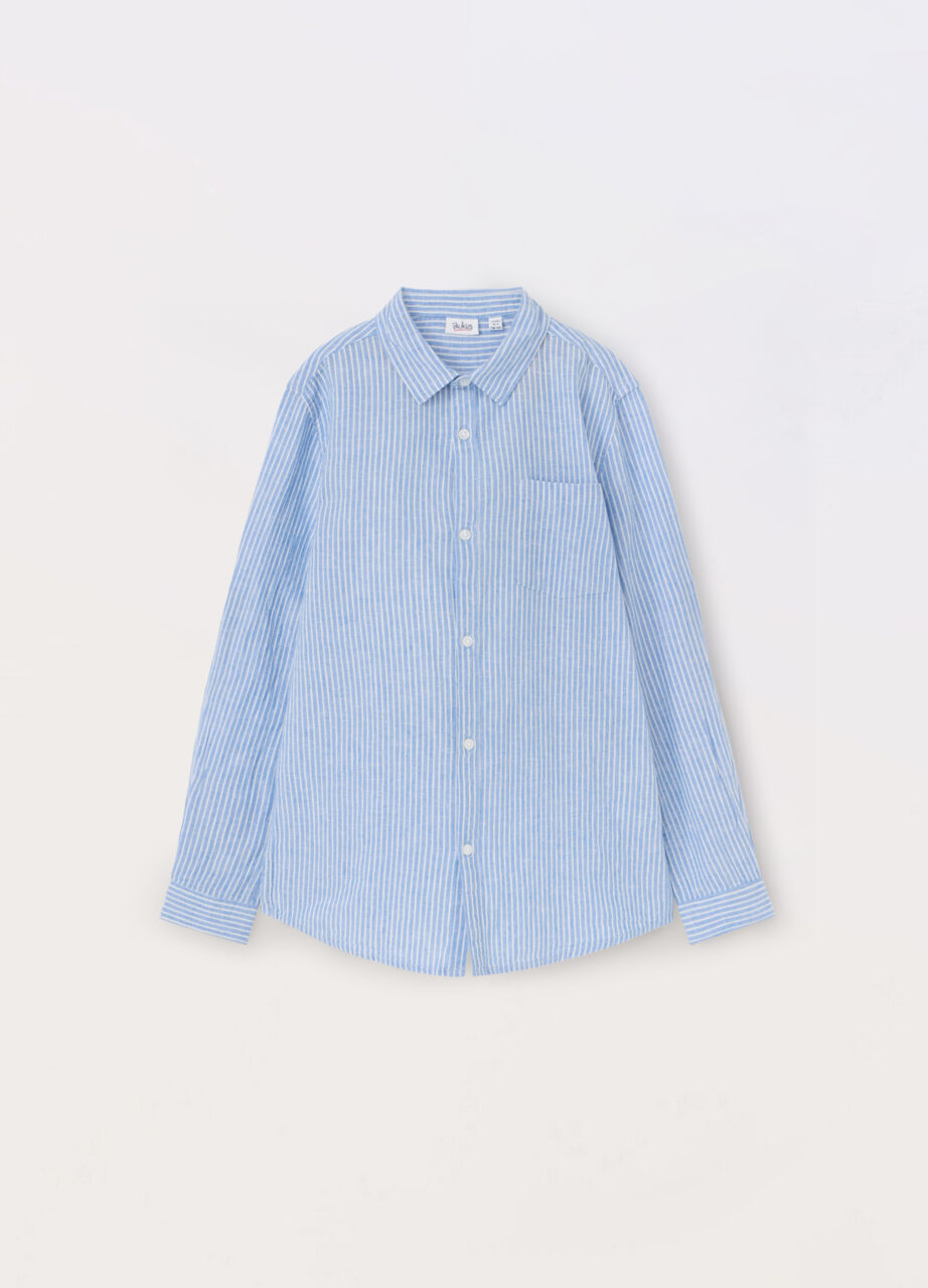Košulja od mješavine lana prugasta za dječaka
