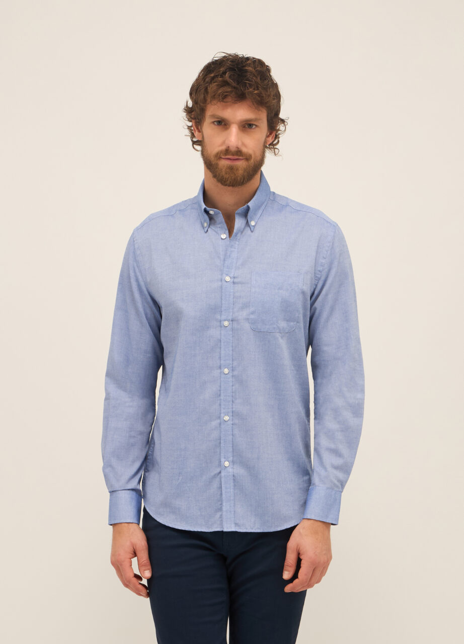 Regular fit košulja s gumbima u mješavini pamuka za muškarce