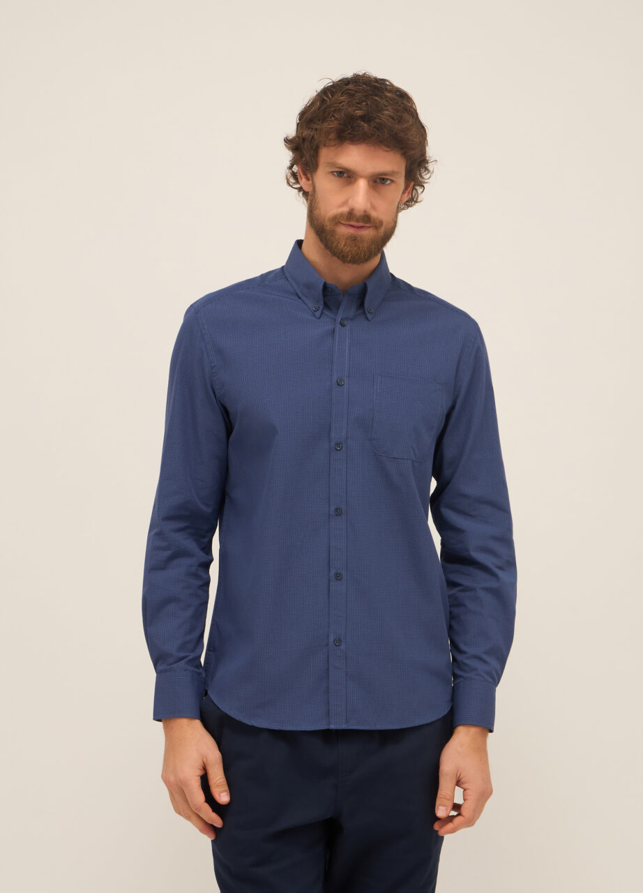 Regular fit košulja s gumbima u mješavini pamuka za muškarce
