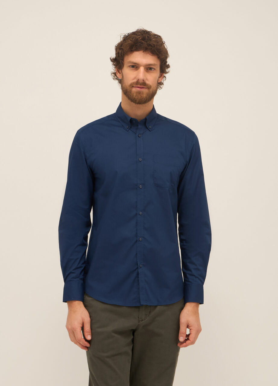Slim fit košulja s dugmićima u mješavini pamuka za muškarce