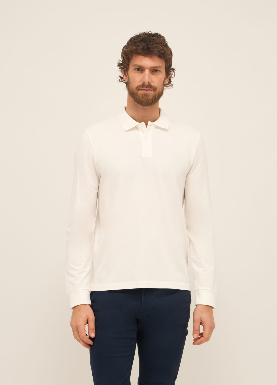 Polo majica s dugim rukavima od čistog pamuka za muškarce