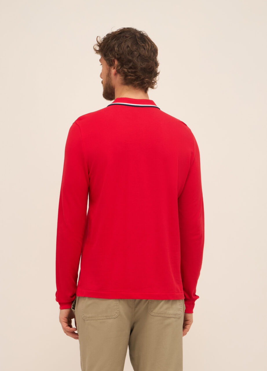 Alternative view of Polo majica s dugim rukavima od čistog pamuka s kontrastnim profilom za muškarce