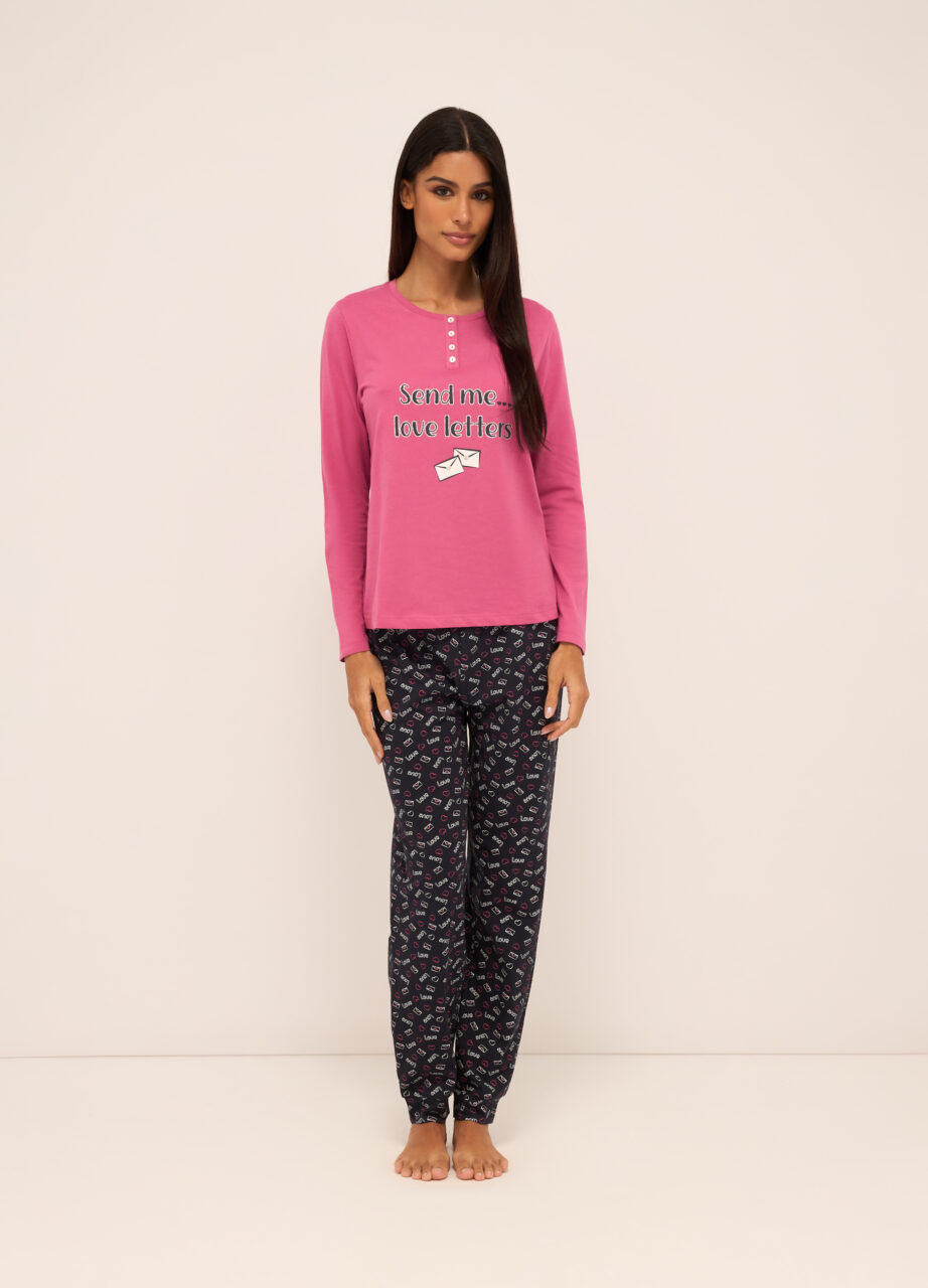 Dugi komplet pidžame od čistog pamuka za žene
