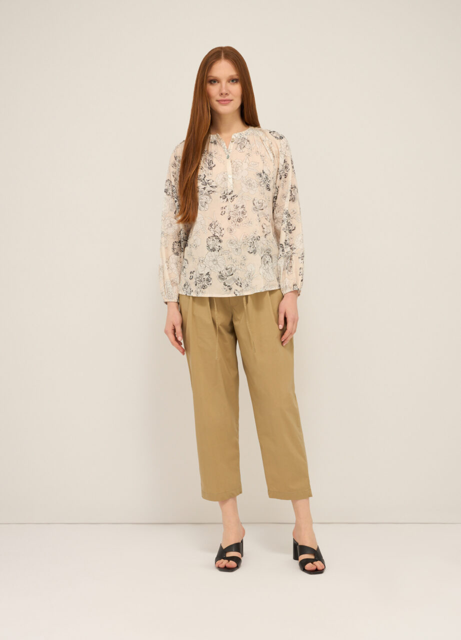 Hlače od popelina mješavine pamuka za žene