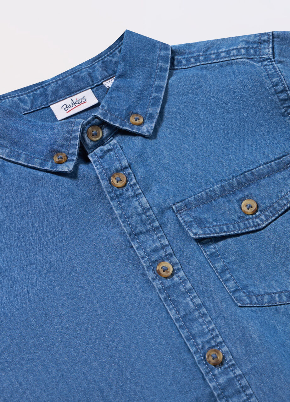 Alternative view of Košulja od chambraya čistog pamuka za dječaka